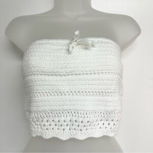 Hollister size medium white crocheted tube top, in good worn twice condition